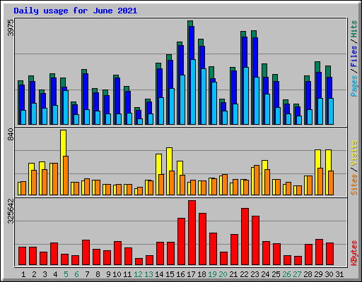 Daily usage for June 2021